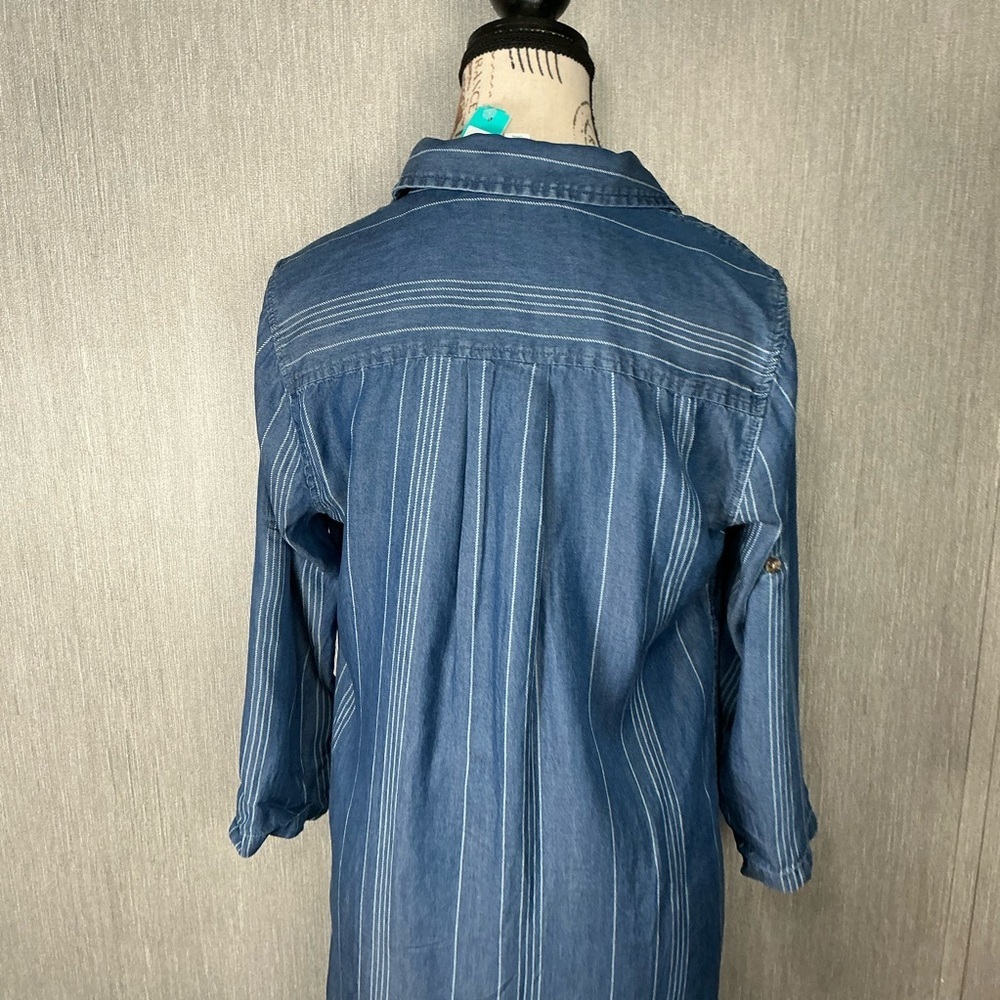 Market Spruce Blue Stripe Tunic Shirt Dress Size XS - Picture 5 of 12